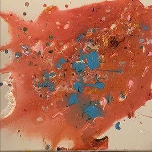 Hand painted Multicolor water marble acrylic pour